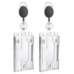 Transparent Badge Holder Exhibition ID Card Cover Case NameTag Badge Reel Keychain Hold 2 Cards Organizer Working Permit Sleeve