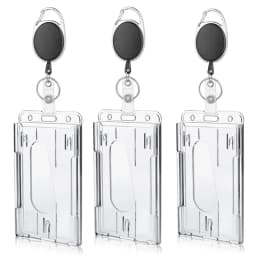 Transparent Badge Holder Exhibition ID Card Cover Case NameTag Badge Reel Keychain Hold 2 Cards Organizer Working Permit Sleeve