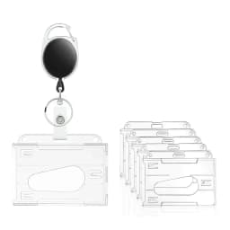 Transparent Badge Holder Exhibition ID Card Cover Case NameTag Badge Reel Keychain Hold 2 Cards Organizer Working Permit Sleeve