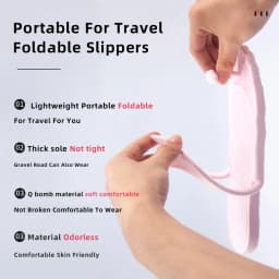 1Pair of Portable Folding Slippers for Business Trip Couple Beach Flip-flops Hotel Bath Anti-skid Slippers Folding Slippers