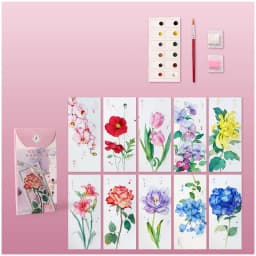 Bview Art 10pcs DIY Watercolor Bookmark Set, Handmade Painting Paper for Coloring, Portable Art Craft Gift for Holiday Party
