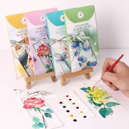 Bview Art 10pcs DIY Watercolor Bookmark Set, Handmade Painting Paper for Coloring, Portable Art Craft Gift for Holiday Party