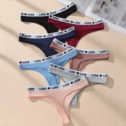 7Pcs/Set Women Thongs Panties Cotton Sexy Lace Underwear Tanga Solid T Back Pants Soft Underpants G-Strings Female Lingerie S-XL