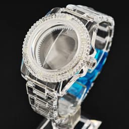 40mm Transparent Watch Luminous Case for NH35 NH36 Movement Fits 28.5-29mm Dial Wrist Watch Accessories Parts Transparent Strap