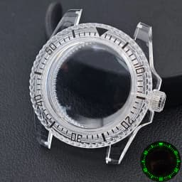 40mm Transparent Watch Luminous Case for NH35 NH36 Movement Fits 28.5-29mm Dial Wrist Watch Accessories Parts Transparent Strap