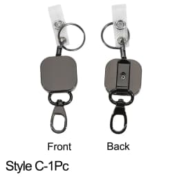 Retractable Keychain Badge Reel Holders Metal Heavy Duty With Carabiner Belt Clip And Key Ring For ID Card Name Holder