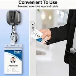 Retractable Keychain Badge Reel Holders Metal Heavy Duty With Carabiner Belt Clip And Key Ring For ID Card Name Holder