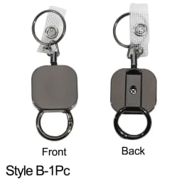 Retractable Keychain Badge Reel Holders Metal Heavy Duty With Carabiner Belt Clip And Key Ring For ID Card Name Holder