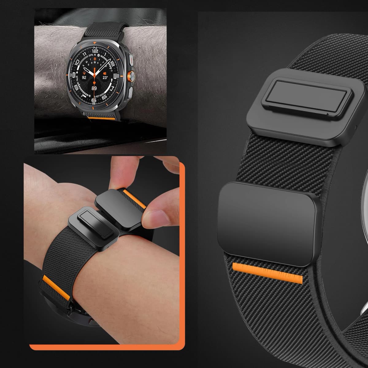 Magnetic Straps For Samsung Galaxy Watch Ultra 2 Accessories Elastic Nylon Bracelet Correa for Galaxy Watch 7 Ultra 47mm Bands