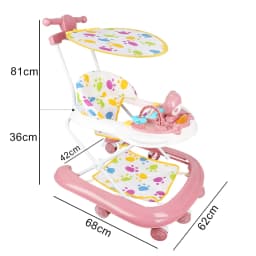 3 In 1 Baby Walker, Foldable Baby Walker With Awning, Baby Walker From 6 Months With 360° Wheels, Feeding Tray And Play Center