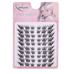 Jiefuxin DIY Lashes Fox Eye Manga False Eyelashes Large Capacity Tapered Thick Segmented Individual Cluster Lash Extensions