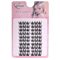 Jiefuxin DIY Lashes Fox Eye Manga False Eyelashes Large Capacity Tapered Thick Segmented Individual Cluster Lash Extensions