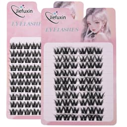 Jiefuxin DIY Lashes Fox Eye Manga False Eyelashes Large Capacity Tapered Thick Segmented Individual Cluster Lash Extensions
