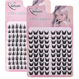 Jiefuxin DIY Lashes Fox Eye Manga False Eyelashes Large Capacity Tapered Thick Segmented Individual Cluster Lash Extensions