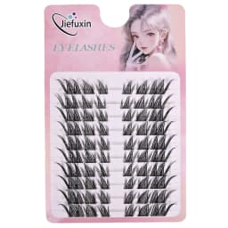 Jiefuxin DIY Lashes Fox Eye Manga False Eyelashes Large Capacity Tapered Thick Segmented Individual Cluster Lash Extensions