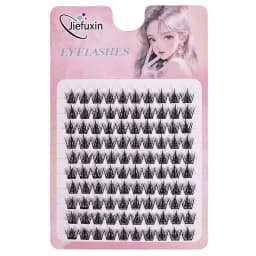 Jiefuxin DIY Lashes Fox Eye Manga False Eyelashes Large Capacity Tapered Thick Segmented Individual Cluster Lash Extensions