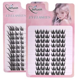 Jiefuxin DIY Lashes Fox Eye Manga False Eyelashes Large Capacity Tapered Thick Segmented Individual Cluster Lash Extensions