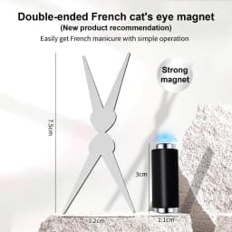 Double-head French Nail Art Magnet Set 3D Strong Cat Eye Magnet Nail Art Gel Polish DIY V-Shaped Effect Manicure Magnetic Tool