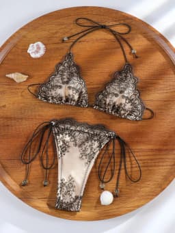 Sexy Triangle Lace Bikini Sets Micro Thongs Swimsuit Women Bathing Suit Biquini Bandage Beachwear Print Swimwear Thong Bikini