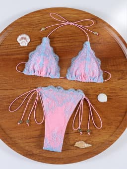 Sexy Triangle Lace Bikini Sets Micro Thongs Swimsuit Women Bathing Suit Biquini Bandage Beachwear Print Swimwear Thong Bikini