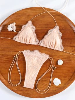 Sexy Triangle Lace Bikini Sets Micro Thongs Swimsuit Women Bathing Suit Biquini Bandage Beachwear Print Swimwear Thong Bikini