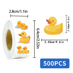 500PCS Cute Cartoon Duck Roll Stickers Notebook Phone Birthday Coffee Skateboard Fashion Laptop Luggage Waterproof Decoration 