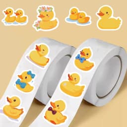 500PCS Cute Cartoon Duck Roll Stickers Notebook Phone Birthday Coffee Skateboard Fashion Laptop Luggage Waterproof Decoration 