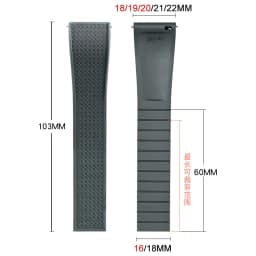 Fluoro Rubber Watch Band FKM Tropic Strap 18/19/20/21/22mm Folding Buckle Quick Release Cut to Size Bracelet for Men Women