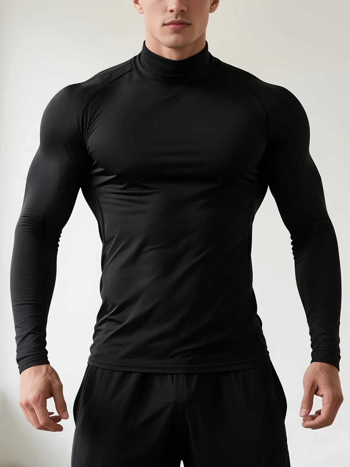 Men's fleece tight long-sleeved shirt, quick-drying and breathable, highly elastic and warm, making exercise more comfortable
