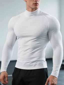 Men's fleece tight long-sleeved shirt, quick-drying and breathable, highly elastic and warm, making exercise more comfortable