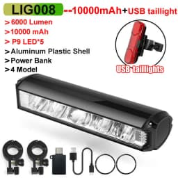 NEWBOLER Bicycle Light Front 10000mAh Bike Light 6000Lumen Waterproof Flashlight USB Charging MTB Road Cycling Lamp Accessories
