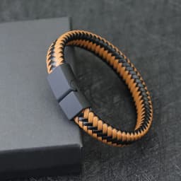 Noter Men Leather Bracelet Bangle Black Braided Magnetic Clasp Punk Braclet Homme Hand Accessories Gift For Him Pulsera Hombre