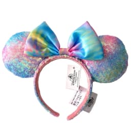 Disney Mickey Mouse Ear Headband Amusement Park Hair Hoop Fish Scale Sequin Mesh Party Headwear Girl Toy Birthday