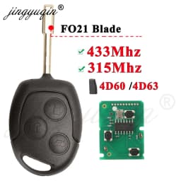 jingyuqin 3 Buttons Remote Key Fob 315Mhz 433MHz 4D60 ID63 Chip For Ford Mondeo Focus Fusion Fiesta Galaxy Transit Full Car Key