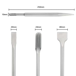 250mm Chisel Set SDS Plus Shank Electric Hammer Drill Bit Point Groove Flat Chisel Masonry Tools for Concrete Brick Wall Rock