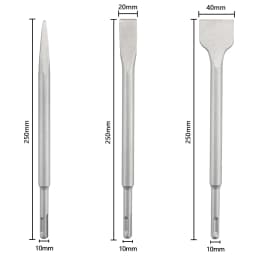 250mm Chisel Set SDS Plus Shank Electric Hammer Drill Bit Point Groove Flat Chisel Masonry Tools for Concrete Brick Wall Rock