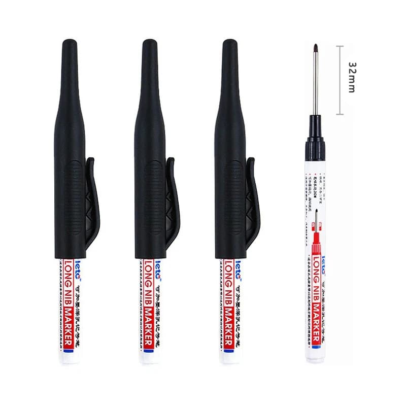 4Pcs/Set Long Nib Head Markers 30mm Deep Hole Multi-Purpose Perforating Pen for Metal Waterproof Woodworking Bathroom Decoration