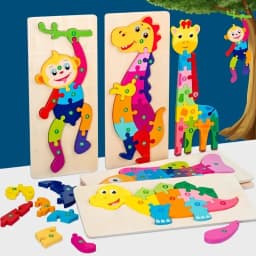 Wooden Puzzles for Kids, Number Puzzle, Dinosaur Puzzles and Animal ,Traffic,Characte Jigsaw Toys for Boy Girl Ideal Gift, 1-6
