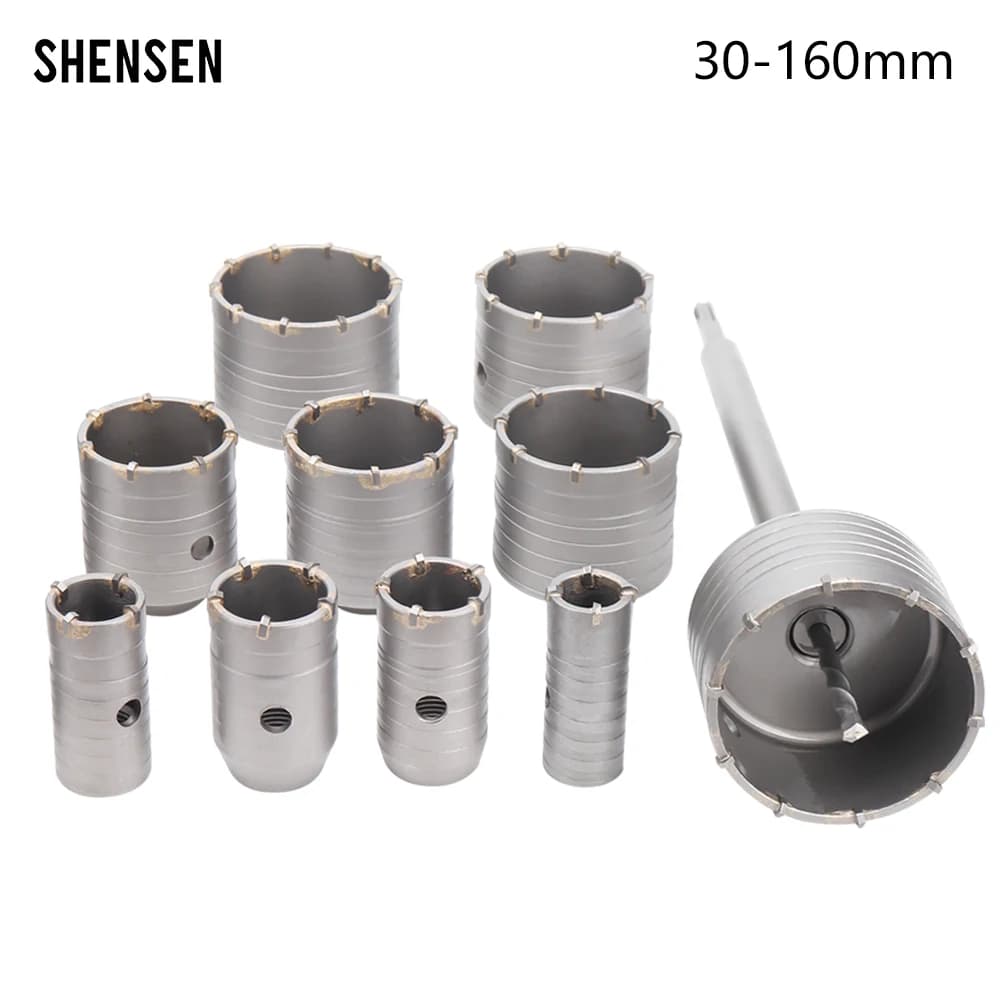 1Pc 30-150mm Drilling Crown for Concrete Wall Hole Saw SDS PLUS Hammer Drill Bit Set with Round Shaft Cement Stone Cutter Tool