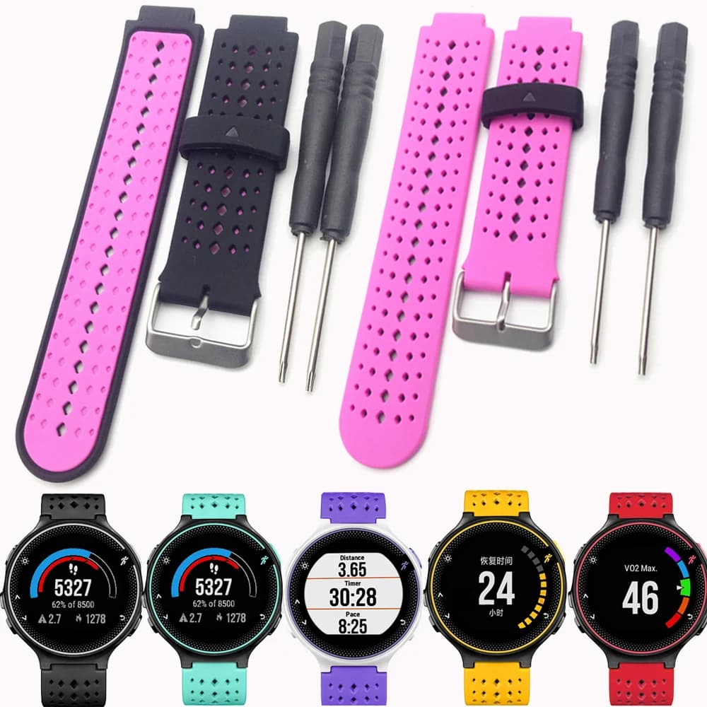 Silicone Watchband Strap For Garmin Forerunner 235/220/230/620/630/735XT Approach S20 SmartWatch Wristband with Tool Accessories
