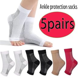 5 Pairs of Ankle Pressure Socks for Sports, Running, Fitness, Sweat Absorption, Breathability, Exposed Toe and Foot Protection