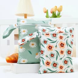 Elinfant 2PCS Wet Dry Bag Mini Baby Diaper Bag Nappy Bag 18*25cm Waterproof Reusable Washable Diaper Bag