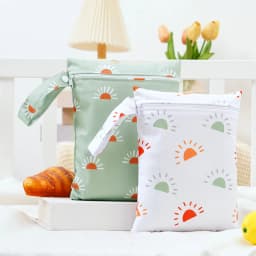 Elinfant 2PCS Wet Dry Bag Mini Baby Diaper Bag Nappy Bag 18*25cm Waterproof Reusable Washable Diaper Bag