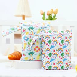 Elinfant 2PCS Wet Dry Bag Mini Baby Diaper Bag Nappy Bag 18*25cm Waterproof Reusable Washable Diaper Bag