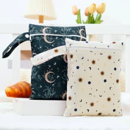 Elinfant 2PCS Wet Dry Bag Mini Baby Diaper Bag Nappy Bag 18*25cm Waterproof Reusable Washable Diaper Bag