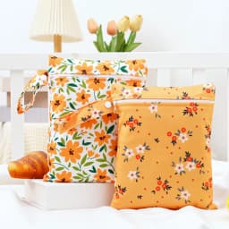 Elinfant 2PCS Wet Dry Bag Mini Baby Diaper Bag Nappy Bag 18*25cm Waterproof Reusable Washable Diaper Bag