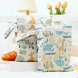 Elinfant 2PCS Wet Dry Bag Mini Baby Diaper Bag Nappy Bag 18*25cm Waterproof Reusable Washable Diaper Bag