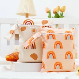 Elinfant 2PCS Wet Dry Bag Mini Baby Diaper Bag Nappy Bag 18*25cm Waterproof Reusable Washable Diaper Bag
