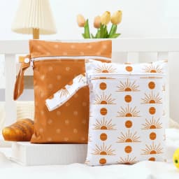 Elinfant 2PCS Wet Dry Bag Mini Baby Diaper Bag Nappy Bag 18*25cm Waterproof Reusable Washable Diaper Bag