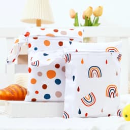 Elinfant 2PCS Wet Dry Bag Mini Baby Diaper Bag Nappy Bag 18*25cm Waterproof Reusable Washable Diaper Bag